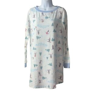 NWT Shady Lady Ski Print Long Sleeve Nightgown, Size Small